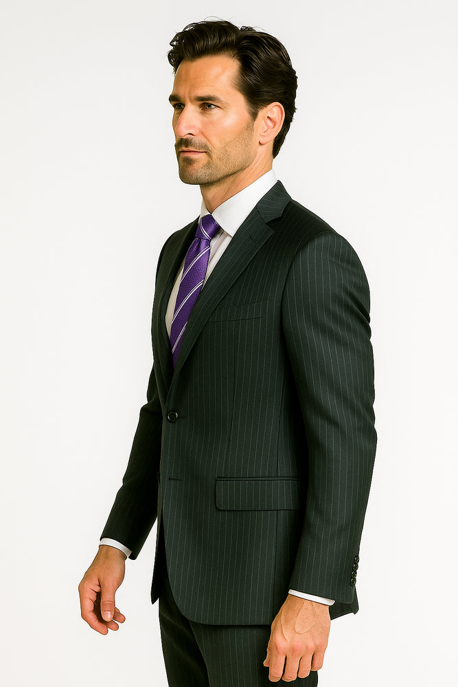 Mix and Match Suits Men's 2 Button 100% Wool Suit Stripe Discounted Online Sale Only