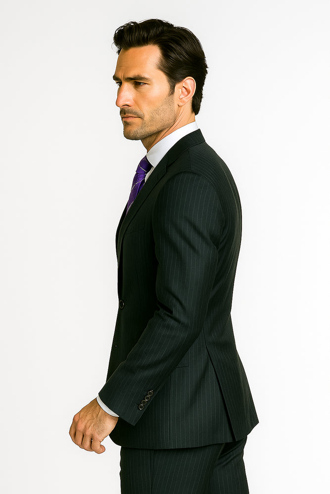 Mix and Match Suits Men's 2 Button 100% Wool Suit Stripe Discounted Online Sale Only