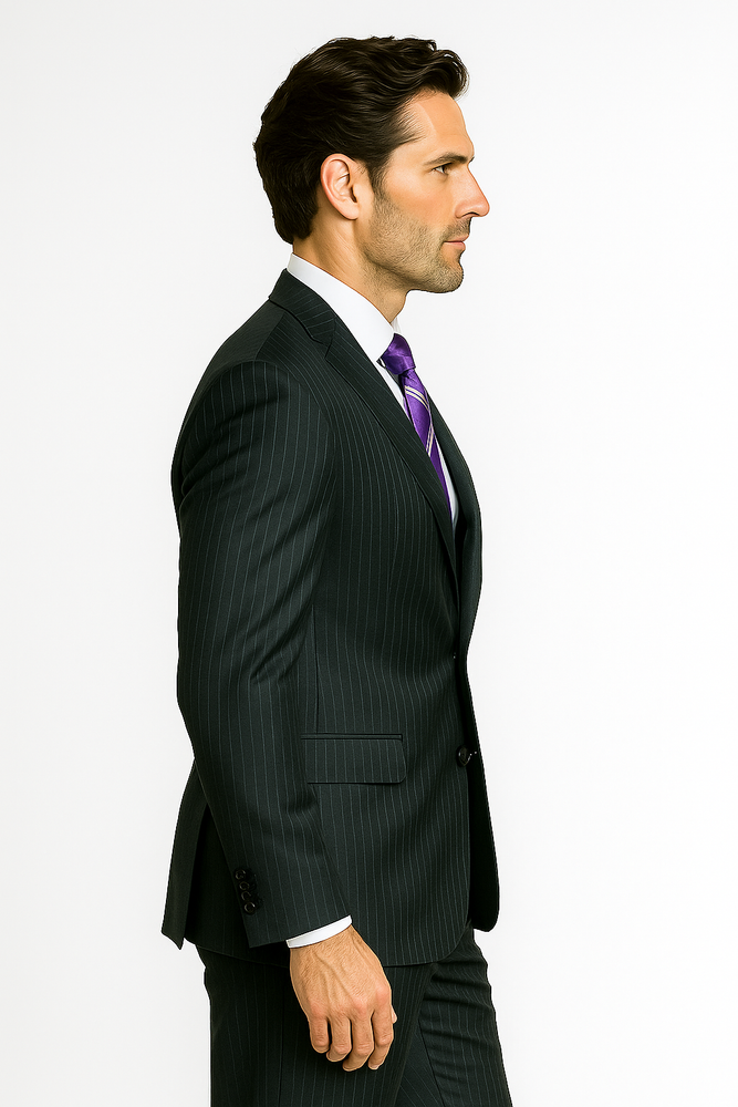 Mix and Match Suits Men's 2 Button 100% Wool Suit Stripe Discounted Online Sale Only