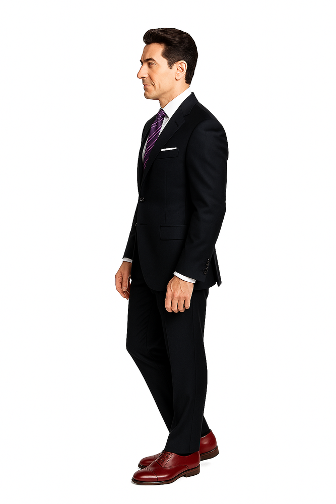 Slim Fitted Brand 2 Button Solid Color Wool Suit Flat Front Slacks