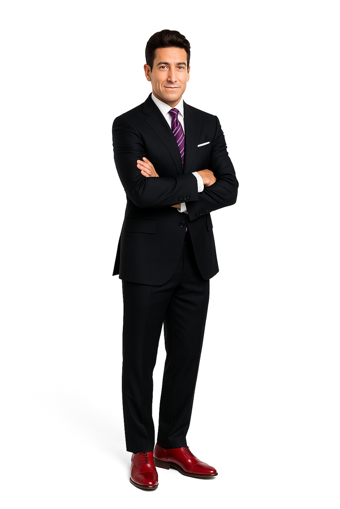 Slim Fitted Brand 2 Button Solid Color Wool Suit Flat Front Slacks