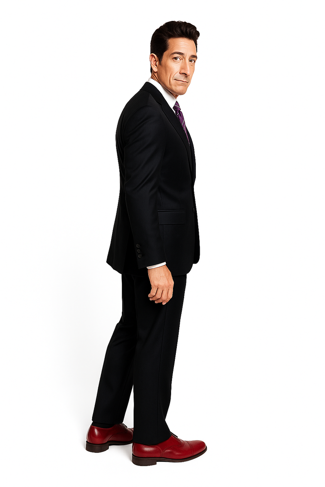 Slim Fitted Brand 2 Button Solid Color Wool Suit Flat Front Slacks