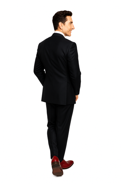 Slim Fitted Brand 2 Button Solid Color Wool Suit Flat Front Slacks
