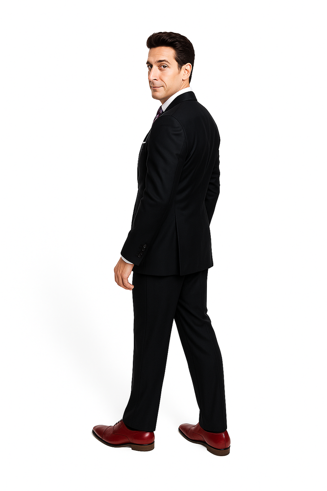 Slim Fitted Brand 2 Button Solid Color Wool Suit Flat Front Slacks