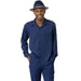 Navy 2-Piece Solid Long Sleeve Walking Suit
