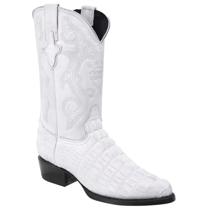 Mens White Diamond Boot White Crocodile Print Boots J-Toe