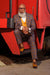 Men's Stacy Adams Bold Windowpane Plaid Print Vested Suit in Grey & Gold