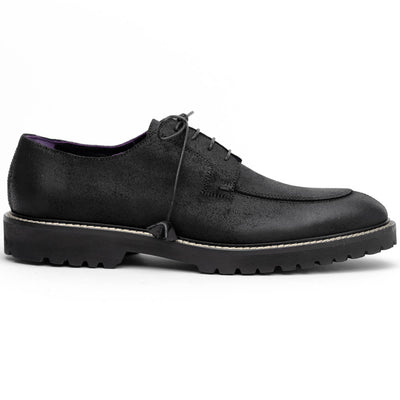 Zelli Campo Sueded Goatskin Lace-up Blucher Shoes in Black