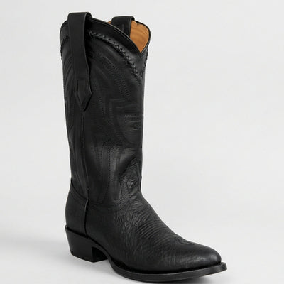 Wild West Men's Bull Shoulder Western Boots R Toe - Black