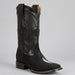 Wild West men's black genuine Stingray leather square toe cowboy boot on a gray background.