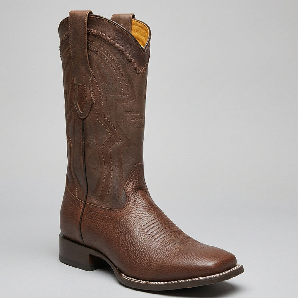 Wild West Men's Grisly Brown Cowboy Boots Square Toe