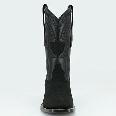 Wild West Men's Black Nubuck Wide Square Toe Western Cowboy Boot