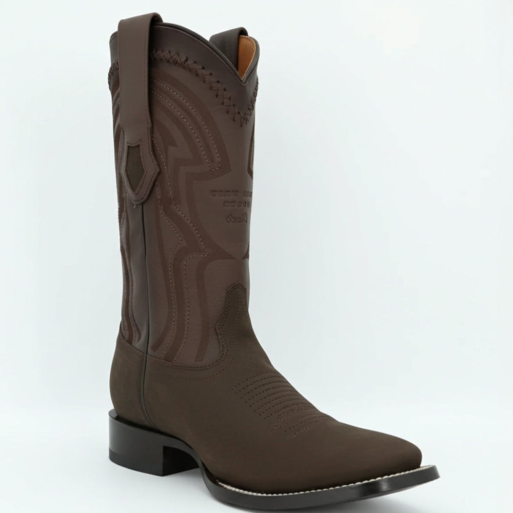 Wild West Men's Nubuck Tobacco Western Square Toe Boot