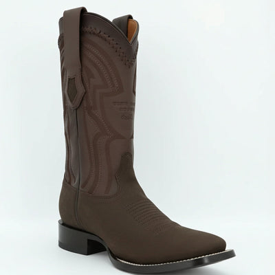 Wild West Men's Nubuck Tobacco Western Square Toe Boot