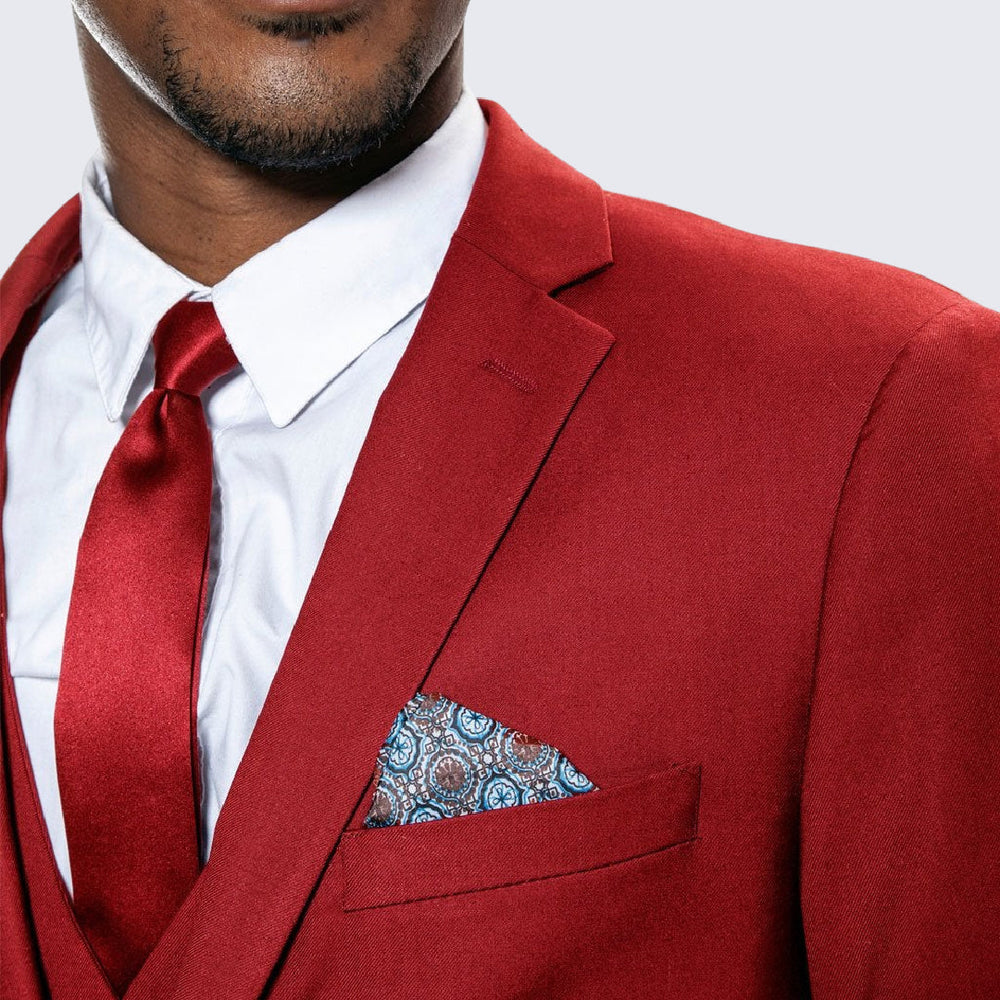 Red Skinny Fit Suit Three Piece Set - Separates - Wedding - Prom