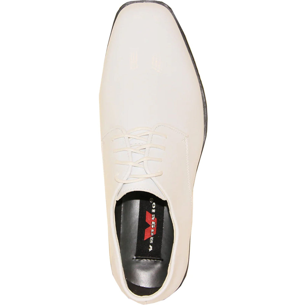 Bravo Mens Classic Plain Square Toe Shiny Patent Tuxedo Dress Shoe in White