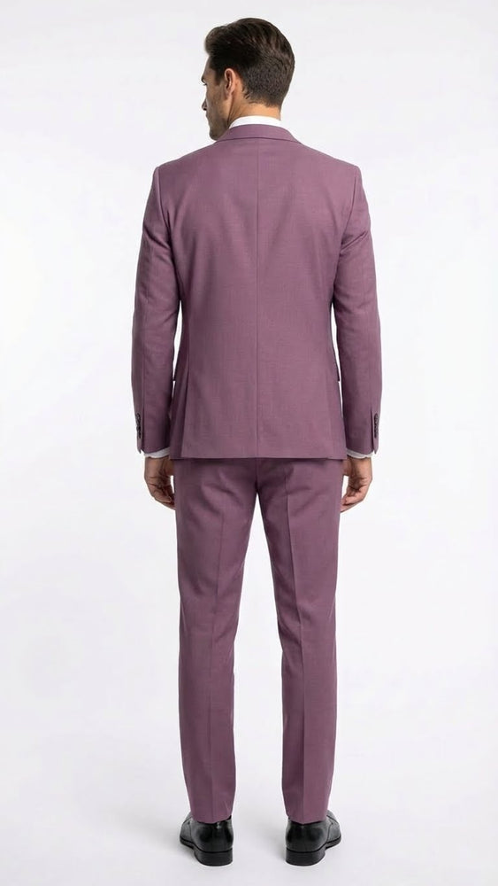 Men’s Mauve Three-Piece Suit – Slim Fit Formal Blazer, Vest, and Trousers for Weddings Rose Gold Pinkish Color