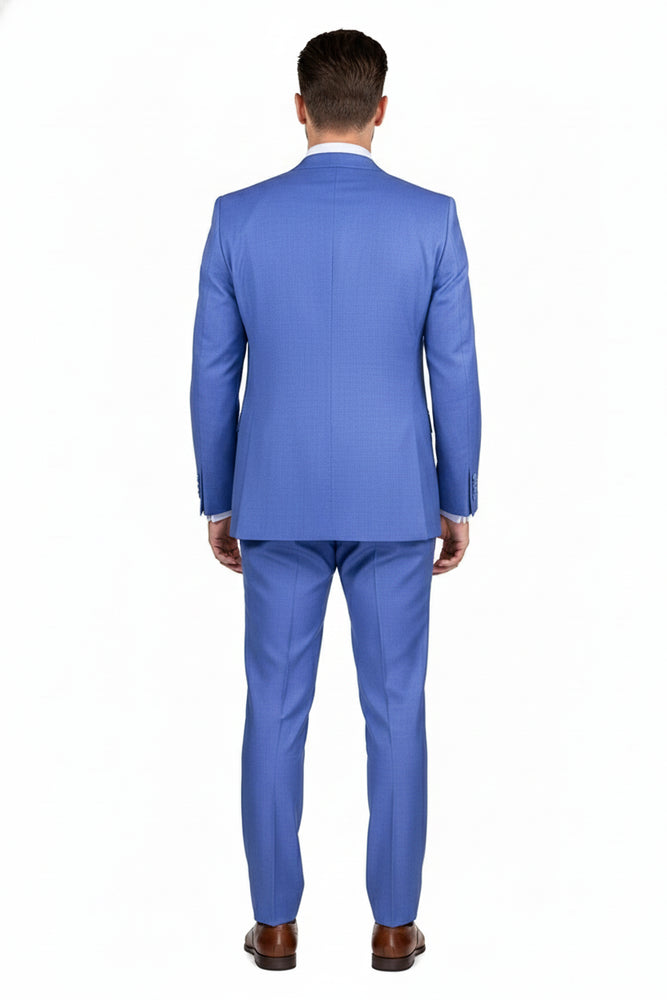 Men’s Light Blue Double-Breasted 3-Piece Suit Set – Tailored Fit Formal Business Suit in Steel Blue Sky Blue Color