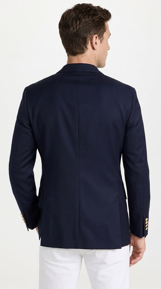Men’s Navy Blue Club Blazer with Gold Buttons – Ted Lasso Inspired Classic Sport Coat