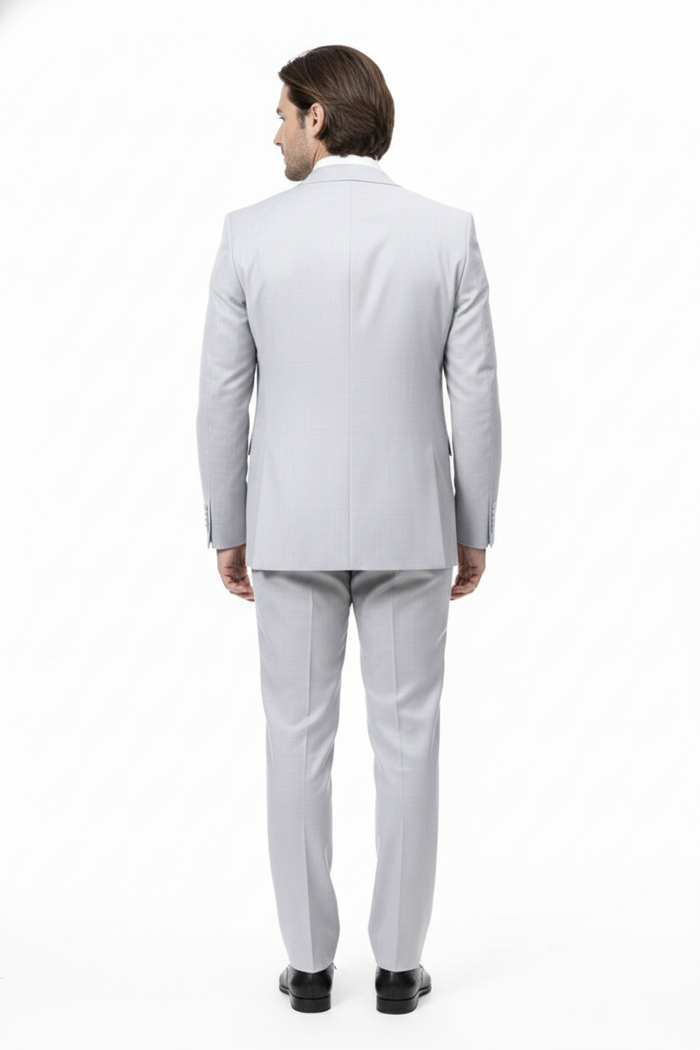 Men’s Very Light Gray Three-Piece  Wedding Suit 2 Buttons Modern or Slim Fit  Ash Off white cream Color Steel Grey