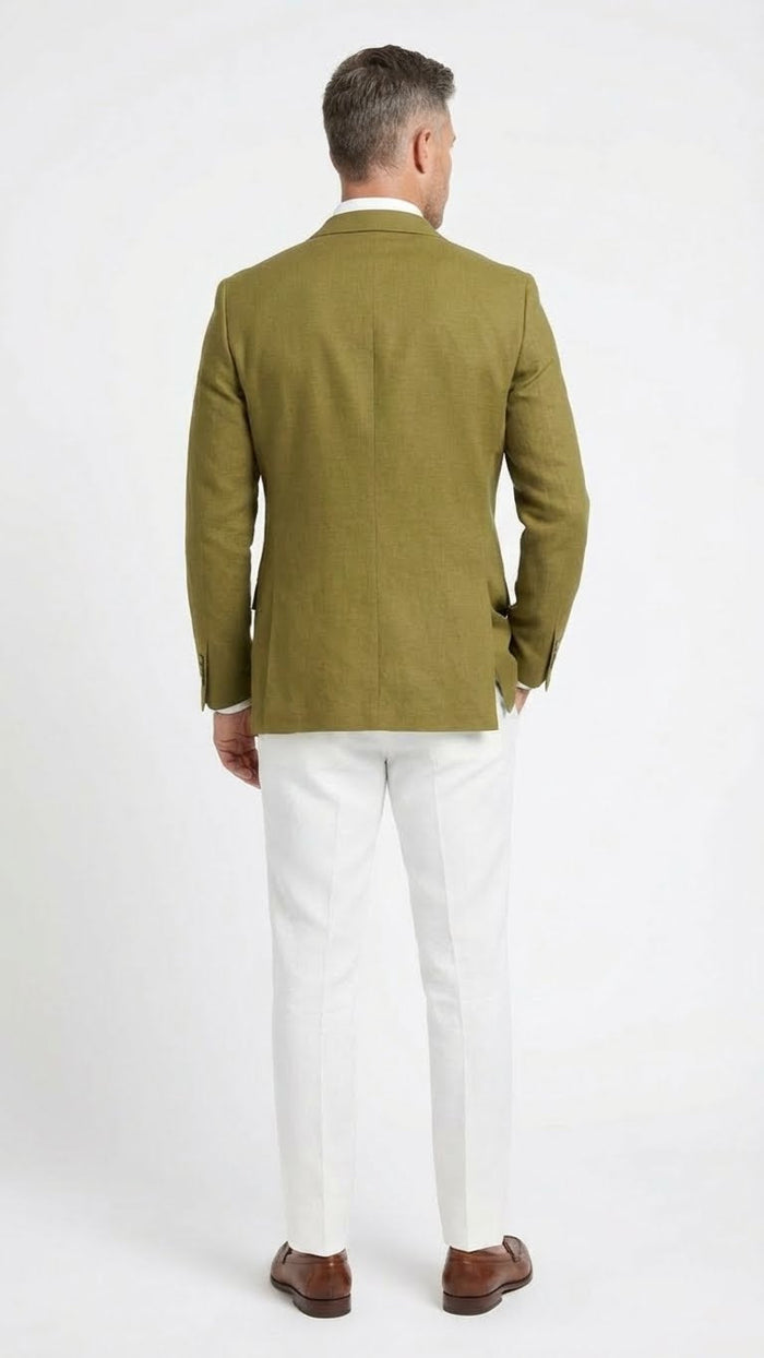 Men’s Olive Green Blazer Sport Coat – Fabric Summer in pistachio sage green