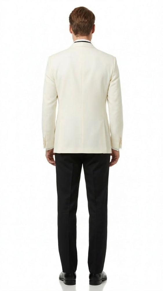 Men’s Ivory Double-Breasted Shawl Lapel Tuxedo Jacket | Premium Formal Dinner Jacket for Weddings and Black-Tie Events