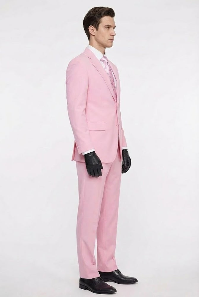 Men’s Pink Two-Piece Suit – Classic Fit Formal Jacket and Tailored Pants