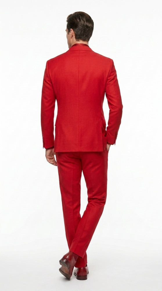 Men’s Red Double Breasted Suit – Peak Lapel Wedding, Prom & Formal Party Suit