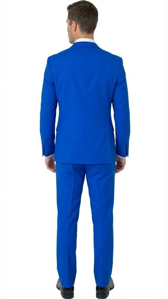 Men’s Bright Royal Blue and White lapel  Embellished Tuxedo Suit –  3-Piece Formal Wedding, Prom, and Gala Outfit