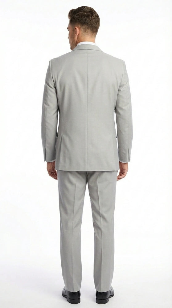 Men’s Light Gray 3 Piece Suit – Ice Silver Gray Formal Suit Set with Vest, Patterned Lapel and Tie for Wedding, Prom and Business Events