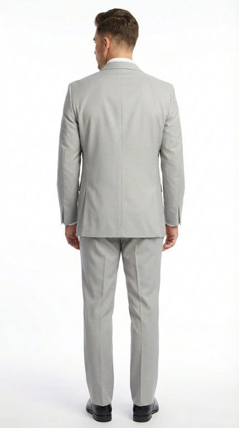 Men’s Light Gray 3 Piece Suit – Ice Silver Gray Formal Suit Set with Vest, Patterned Lapel and Tie for Wedding, Prom and Business Events