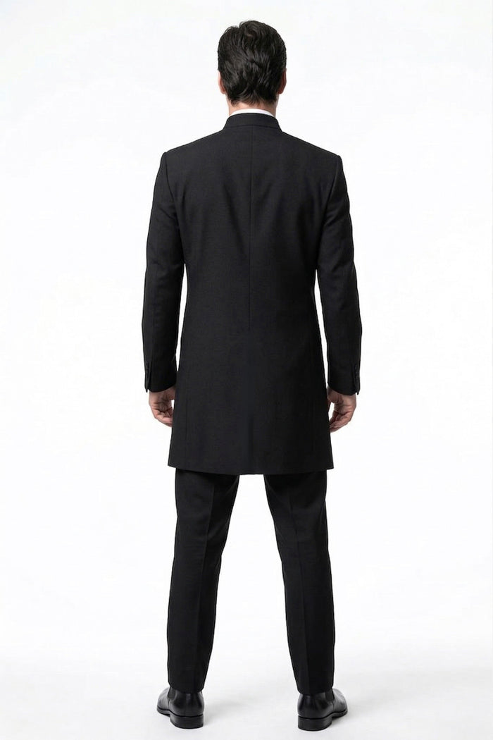 Men’s Black Coat Matrix Keanu Reeves Inspired Long Coat – Classic Mandarin Collar Formal Overcoat, Stylish Winter Trench Coat, Neo Style Jacket