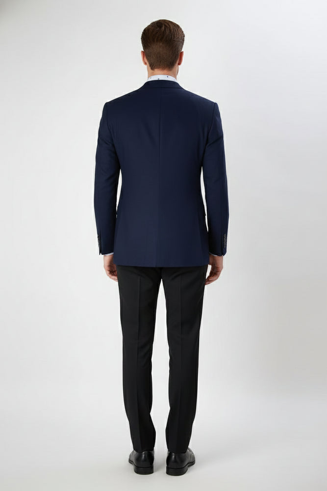 Men’s Navy Blue Double-Breasted Blazer - Suit Jacket – Premium Tailored Fit Formal Wedding and Business Sport Coat