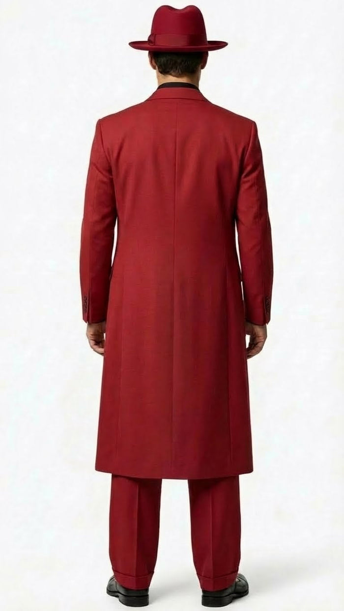 Men’s 1920s Burgundy Zoot Suit – Long Mafia Gangster Three-Piece Vintage Outfit Zuit Pachuco Style