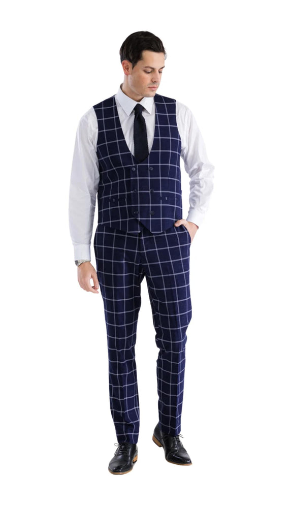 Mens Plaid Suit - Black Windowpane Suit - 1920 Suits