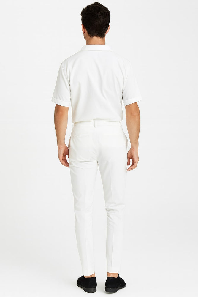 Men’s White Lace-Up Renaissance Shirt – Linen Fabric Short Sleeve Casual Pirate Peasant Top