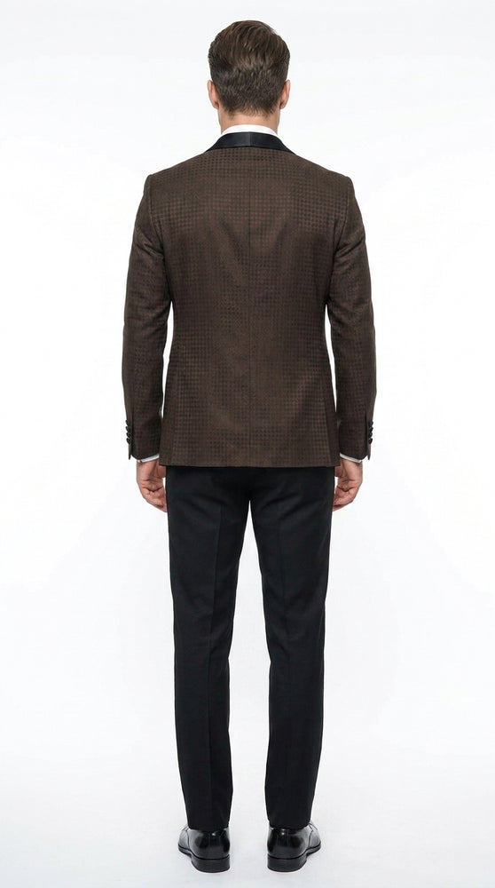 Men’s Chocolate Brown Tuxedo Suit – 3 Piece Shawl Lapel Wedding, Prom and Formal Dinner Tuxedo