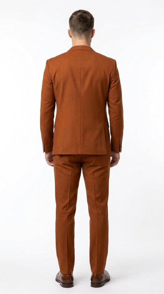 Men’s Burnt Orange Modern Fit Suit – Slim Fit Wedding, Prom and Formal 2-Piece Suit Copper Brick Color