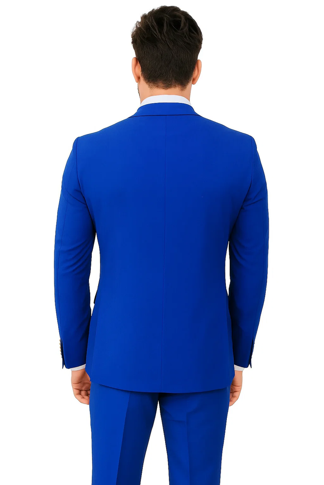 2 Button Poplin Suit in Royal Blue