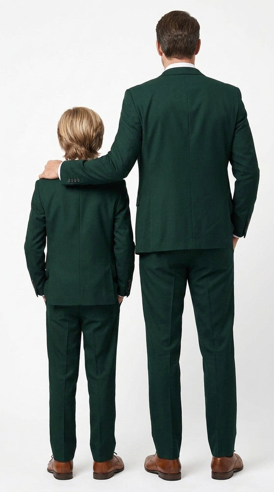 Dad & Son Matching Dark Green 3-Piece Suits – Father and Son Wedding Formal Suits