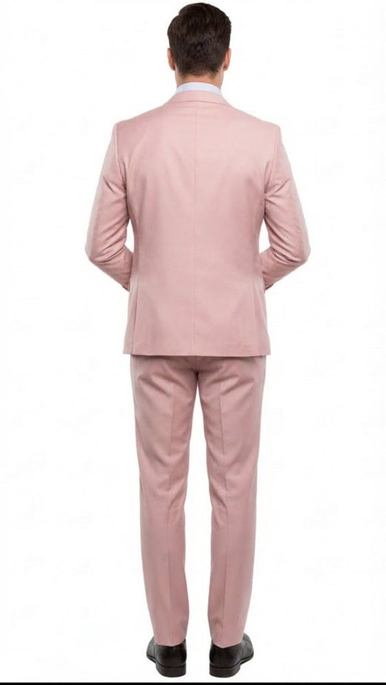 Men’s Blush Pink and Gold Three-Piece Suit – Tailored Fit Formal Wedding, Vested Suit By Rossiman