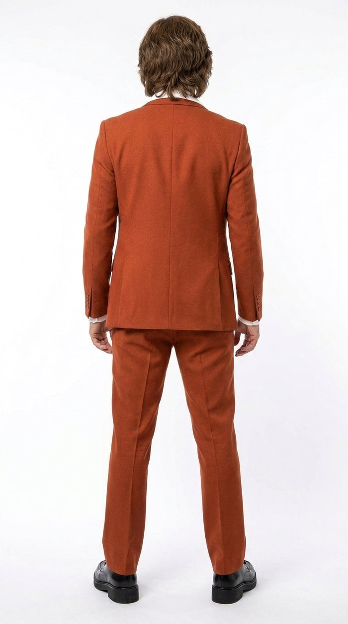 Men’s Burnt Orange 3-Piece Suit – 1970s Disco, Retro Rockabilly, Prom and Party Suit