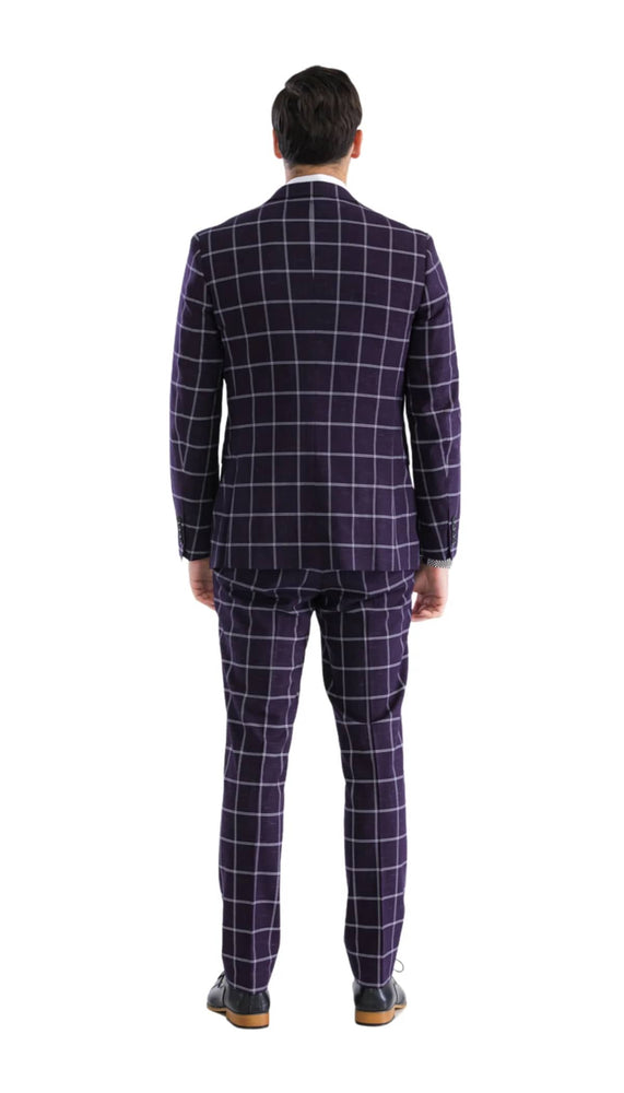 Mens Plaid Suit - Black Windowpane Suit - 1920 Suits
