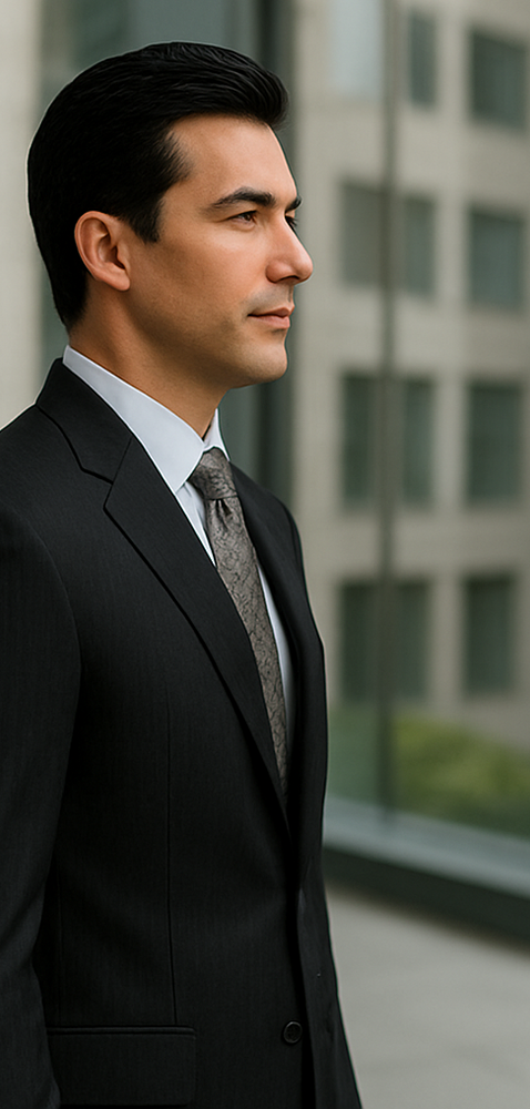 2pc Two Buttons Side Vented Pinstripe Black Stripe Suit Classic Relax Fit Pleated Pants 19 Inch Slack Regular Cut