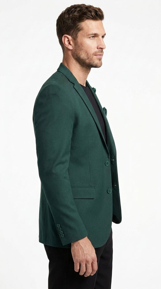 Men’s Hunter Green Blazer – Classic Two Button Sport Coat for Wedding & Formal Wear