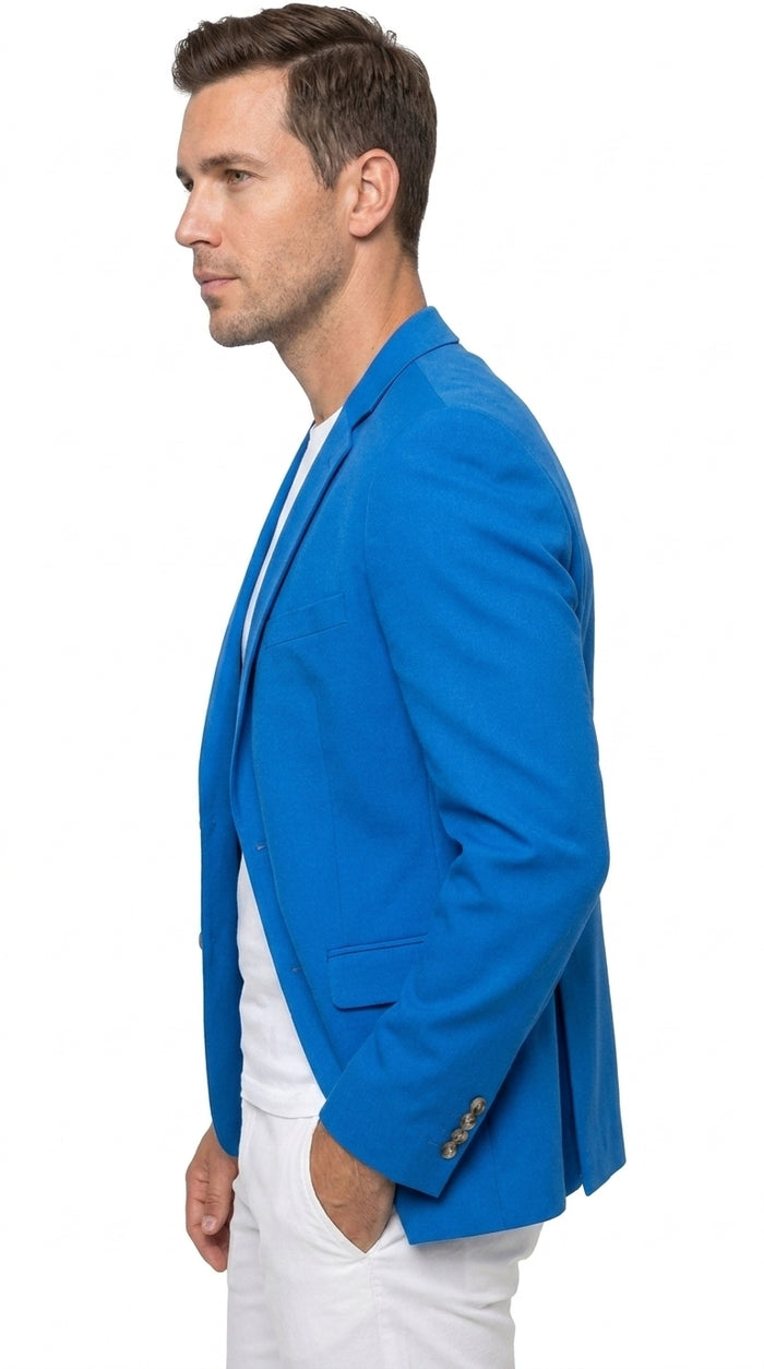 Men’s Bright Blue Club Blazer – Ted Lasso Inspired Classic Two-Button Sport Coat
