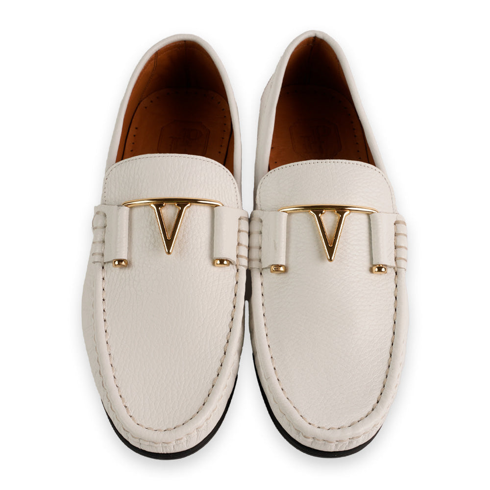 P0215-3218 Deer V buckle - White