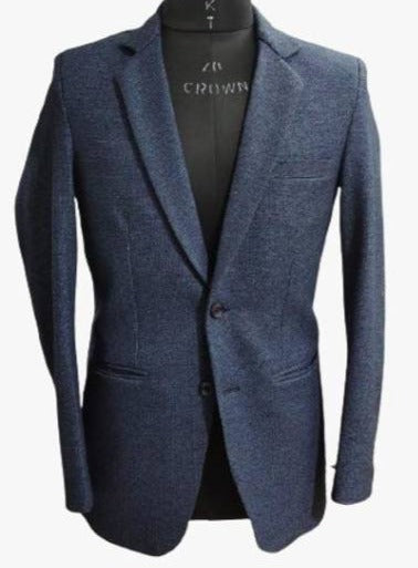 Denim Blazer - Cotton Fabric Blue Jean Sport Coat - Double Breasted Navy Blue Jacket
