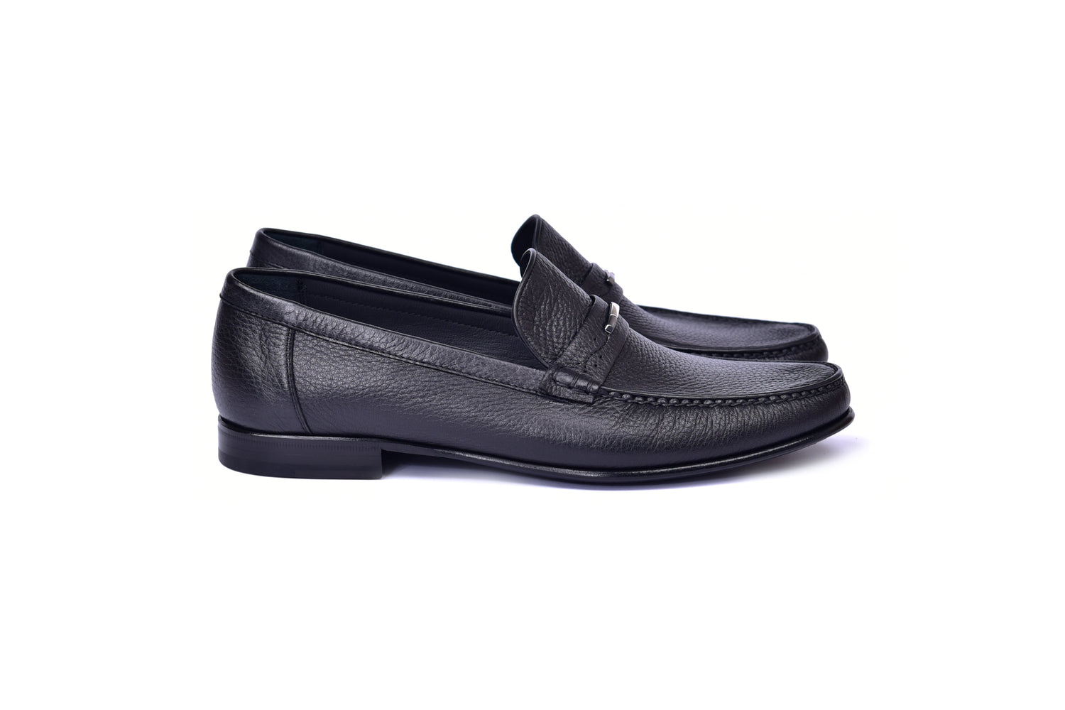 C0014059-3898 Hand-sewn deer skin  Loafer Black
