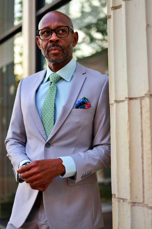 Men's Light Grey Slim Fit Wedding Suit from Tazzio Suits